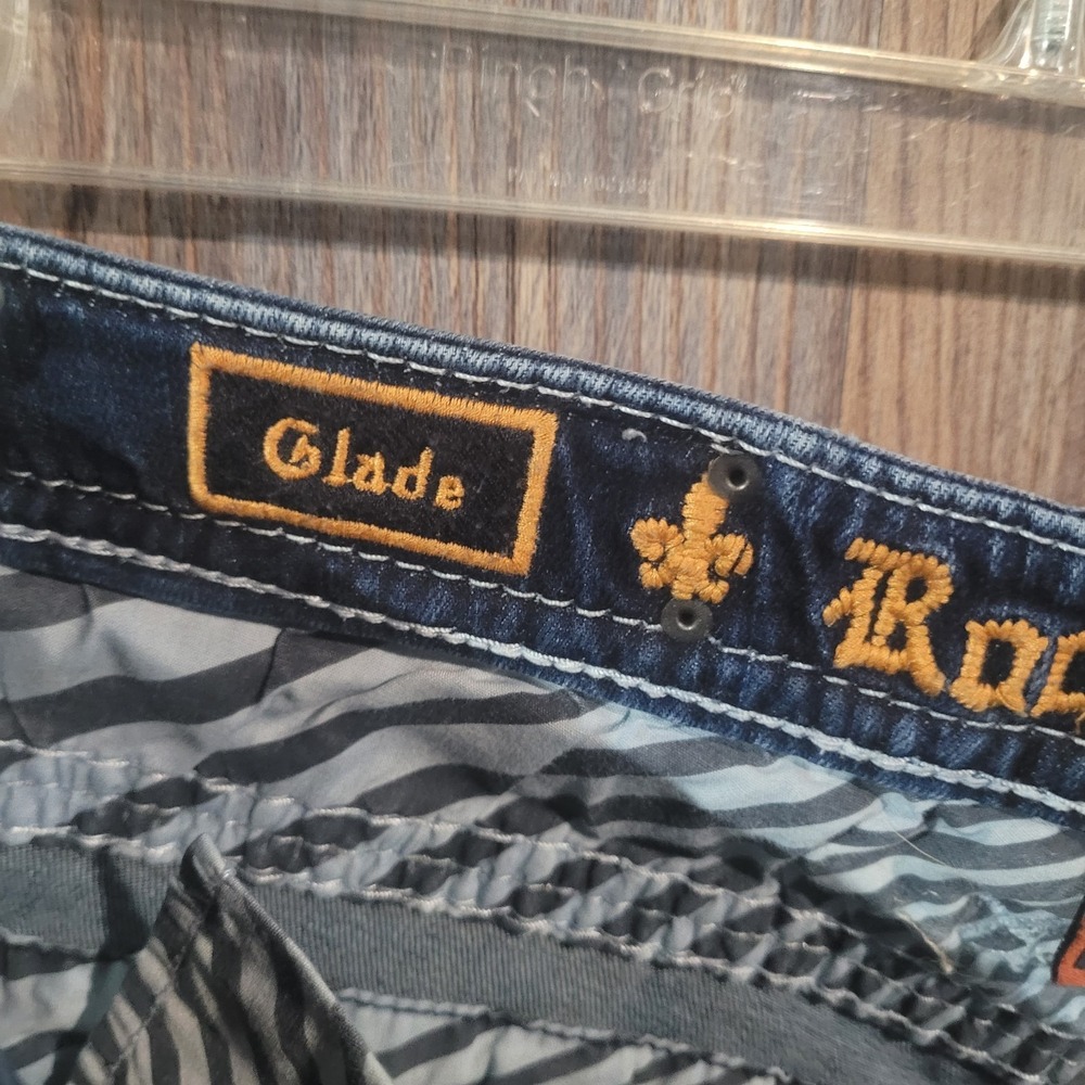 Rock Revival Glade Easy Bootcut Jeans 32 x 29.5 Embellished Rhinestone Pocket - Picture 11 of 14